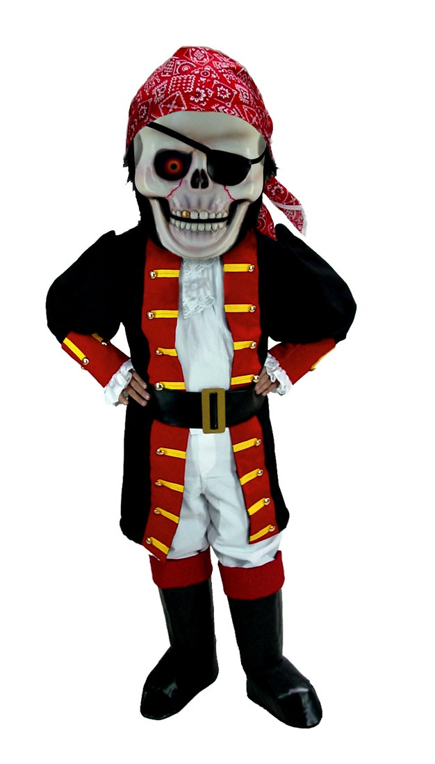 Skull Pirate Mascot Halloween Costume T0273, professional quality with customizable colors.