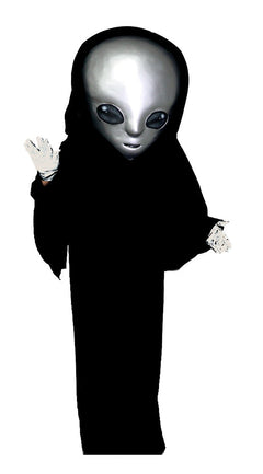 Grey Alien Mascot Costume T0276 for events, lightweight and durable Thermo-lite material, professional quality with customizable colors.